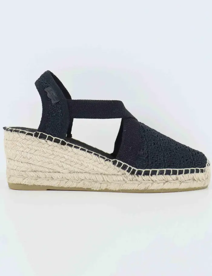 Toni Pons Sandali espadrillas donna in tessuto nero con elastici Donna Terra Negre