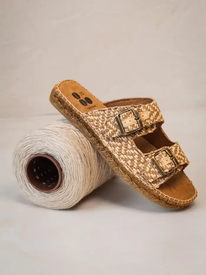 TONI PONS Sandalo da uomo con fibbie di pelle intrecciata | ANGLES80 NATURAL