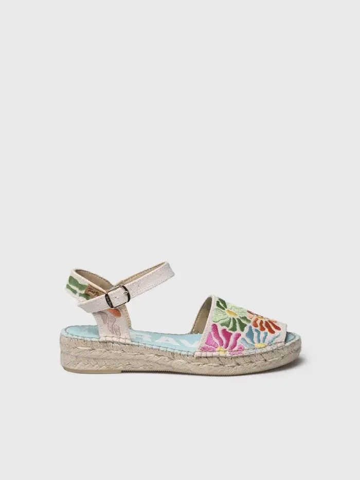 TONI PONS Sandalo piatto da donna con ricamo multicolore MOSAICO