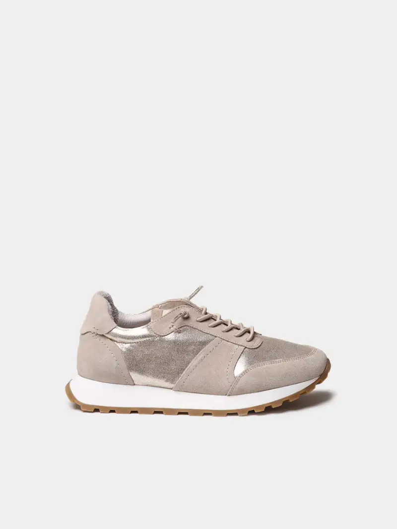 TONI PONS Scarpe sportive da donna in pelle metallizzata e camoscio ARGENTO