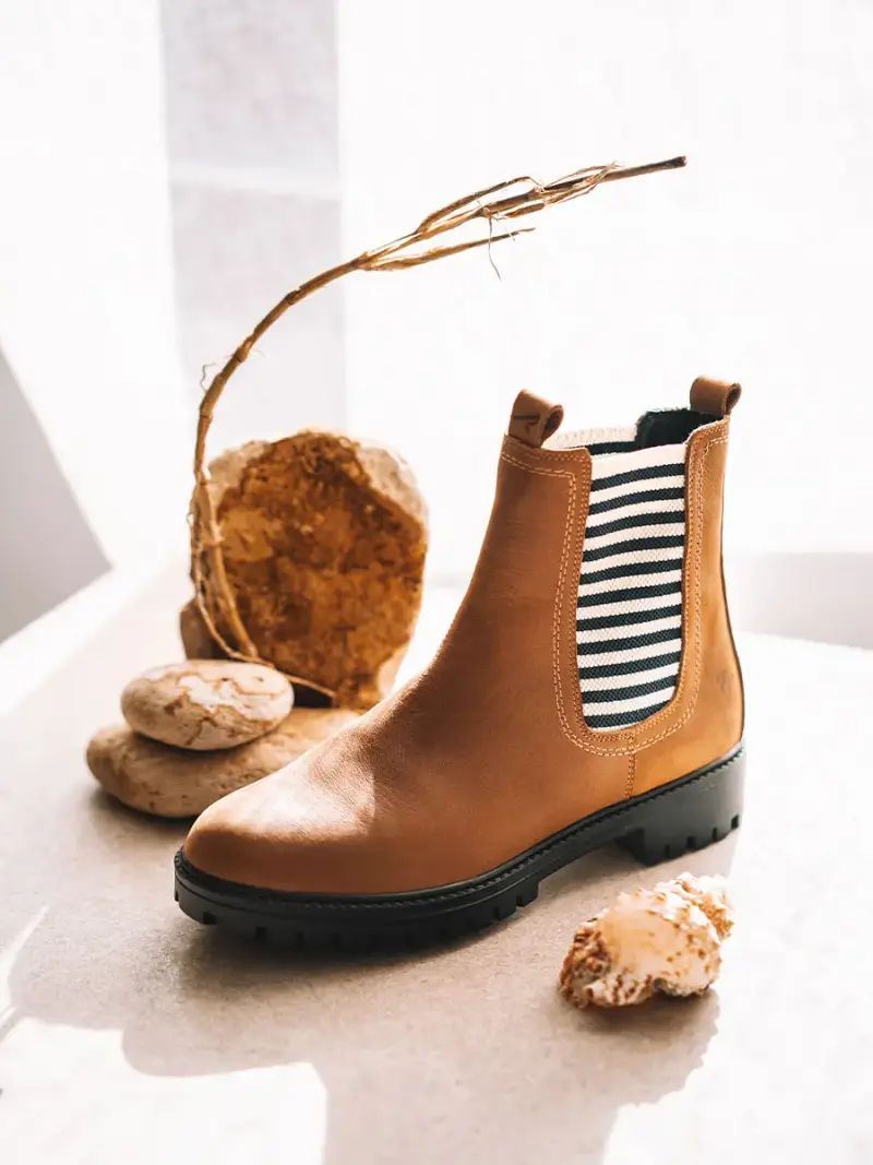 TONI PONS Stivaletti da donna in pelle con elastici a righe GREGGIO