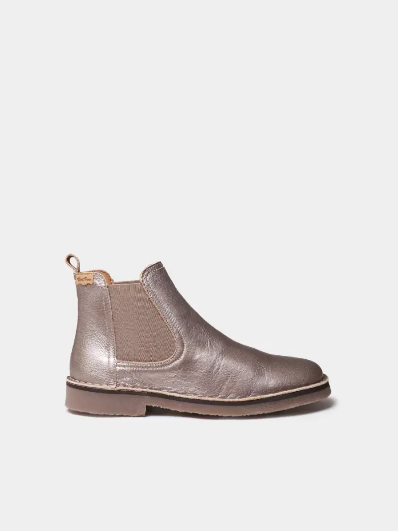 TONI PONS Stivaletto da donna in pelle metallizzata con inserti elastici ARGENTO