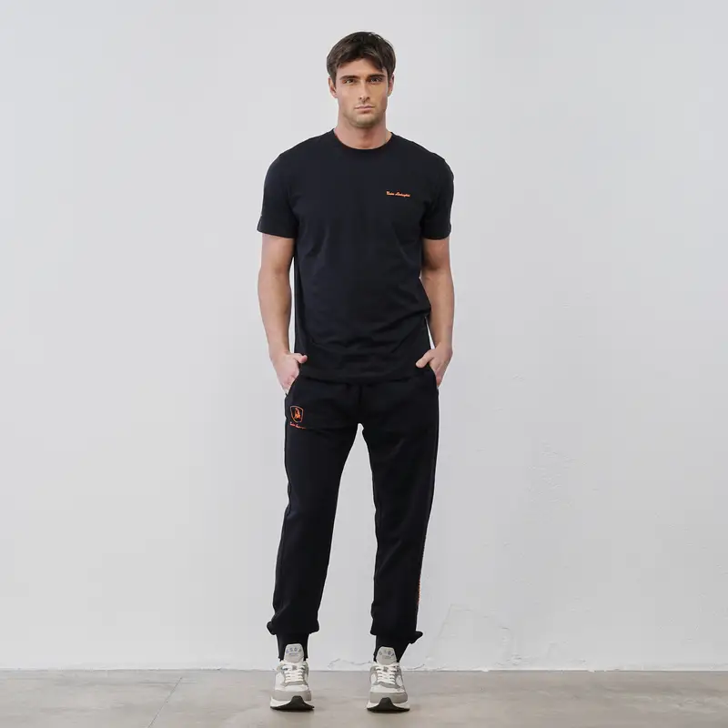 TONINO LAMBORGHINI Pantaloni blu sportivi da uomo con logo e polsini