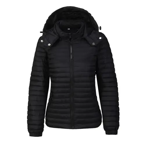 TONY BACKER Piumino Donna 100 Grammi Mezza Stagione Avvitato Trapuntato con Cappuccio Rimovibile per Lavoro Scuola Moto