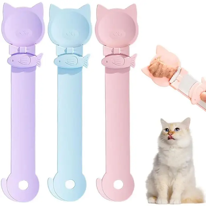 Cucchiaio Dispenser Spremibile Multi-Funzione di Alta Qualità per Cibo Gatto 3 Pezzi