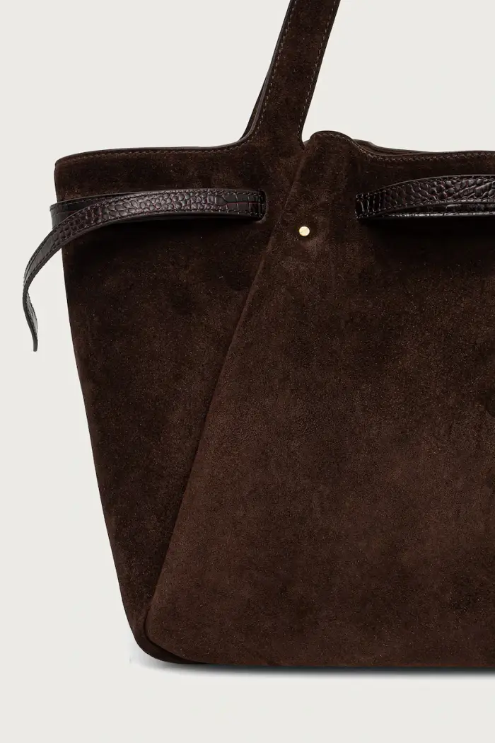 TORY BURCH borsa tote da donna in camoscio Romy Marrone