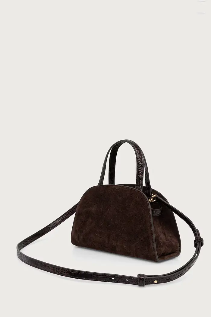 TORY BURCH borsa tote da donna in camoscio Romy Small Bauletto Marrone