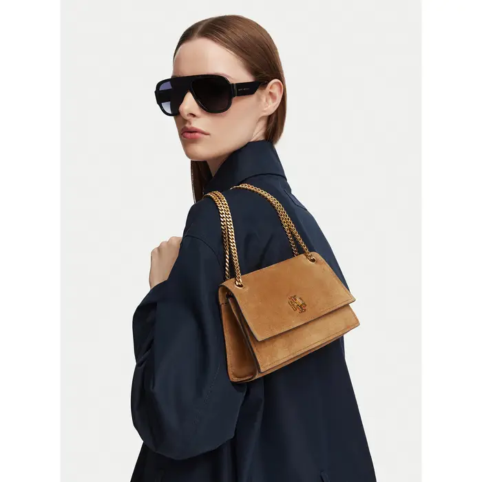 Tory Burch Borsetta Kira Turnlock Suede Mini Bag 178150 Marrone