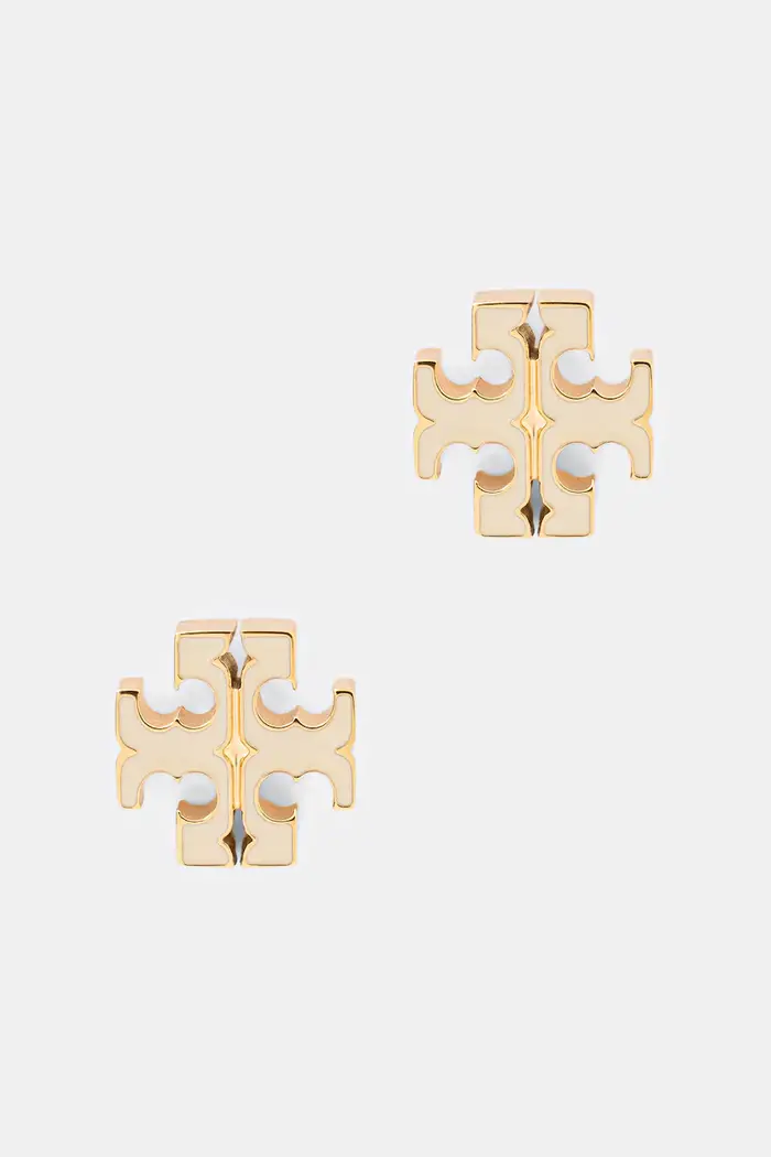 TORY BURCH orecchini da donna in acciaio inox con smalto Icon Beige