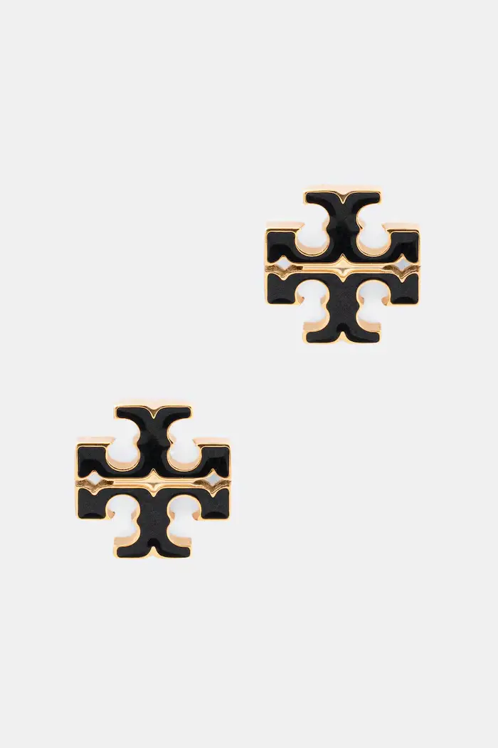 TORY BURCH orecchini da donna in acciaio inox con smalto Icon Nero