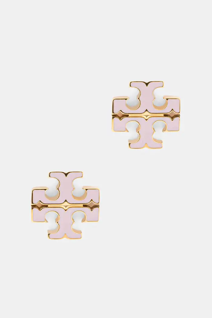 TORY BURCH orecchini da donna in acciaio inox con smalto Icon Rosa