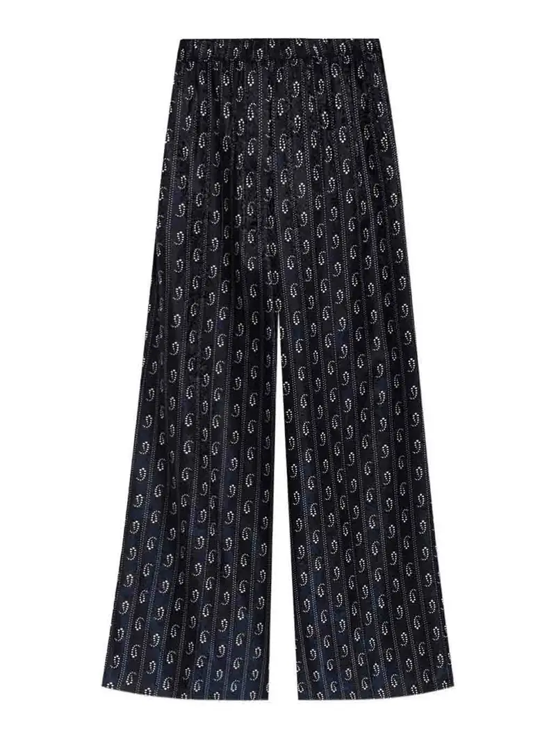 Tory Burch Pantaloni in seta jacquard Blu