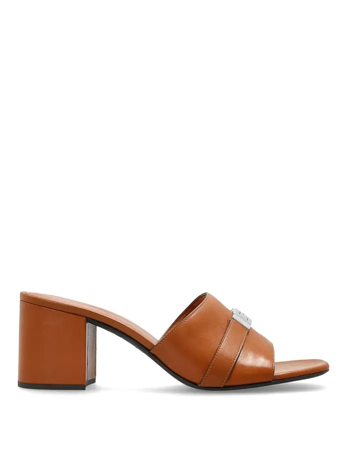 Tory Burch Sabot con tacco Leelee in pelle marrone Beige