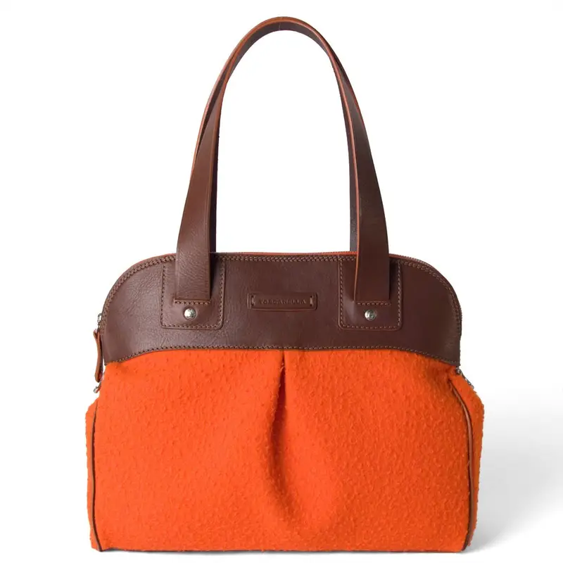 Toscanella Borsa In Vera Pelle Lana Casentino