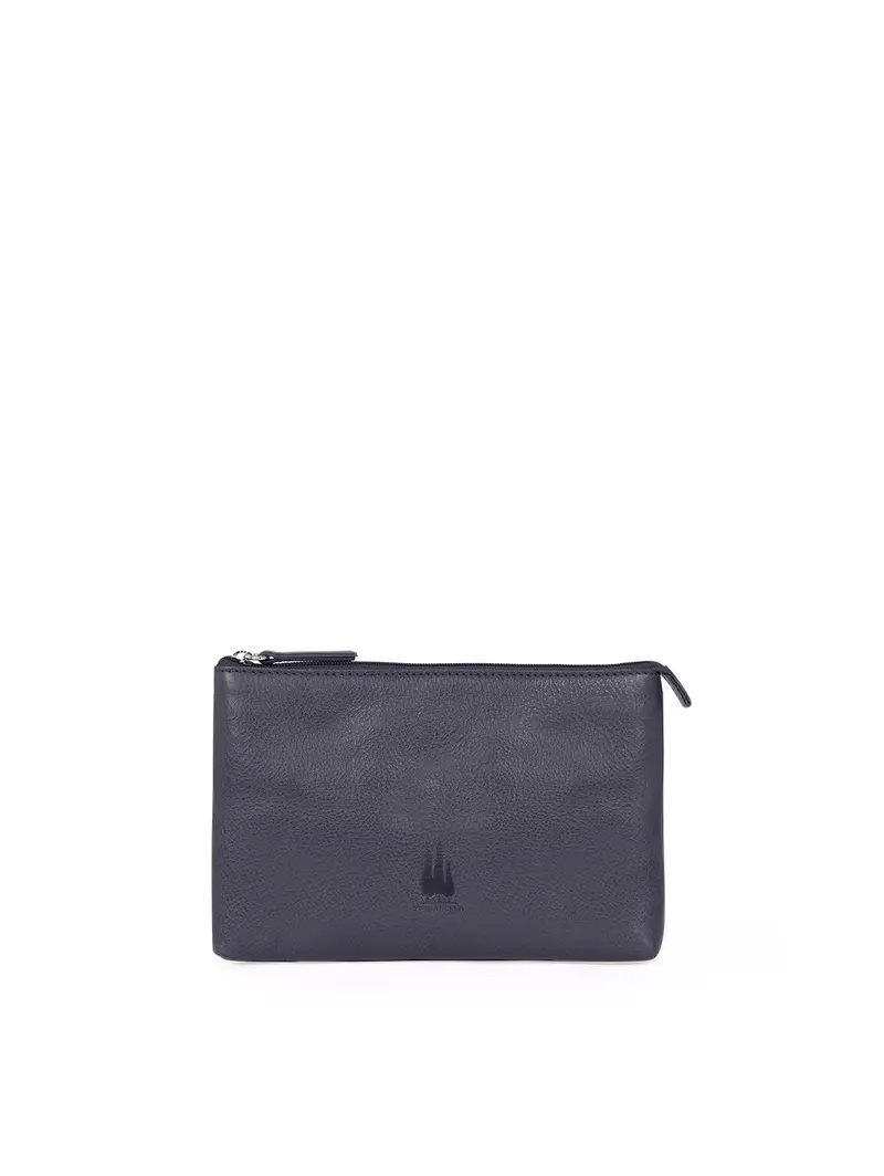 Toscanella Busta Porta Accessori Piccola In Pelle Blu