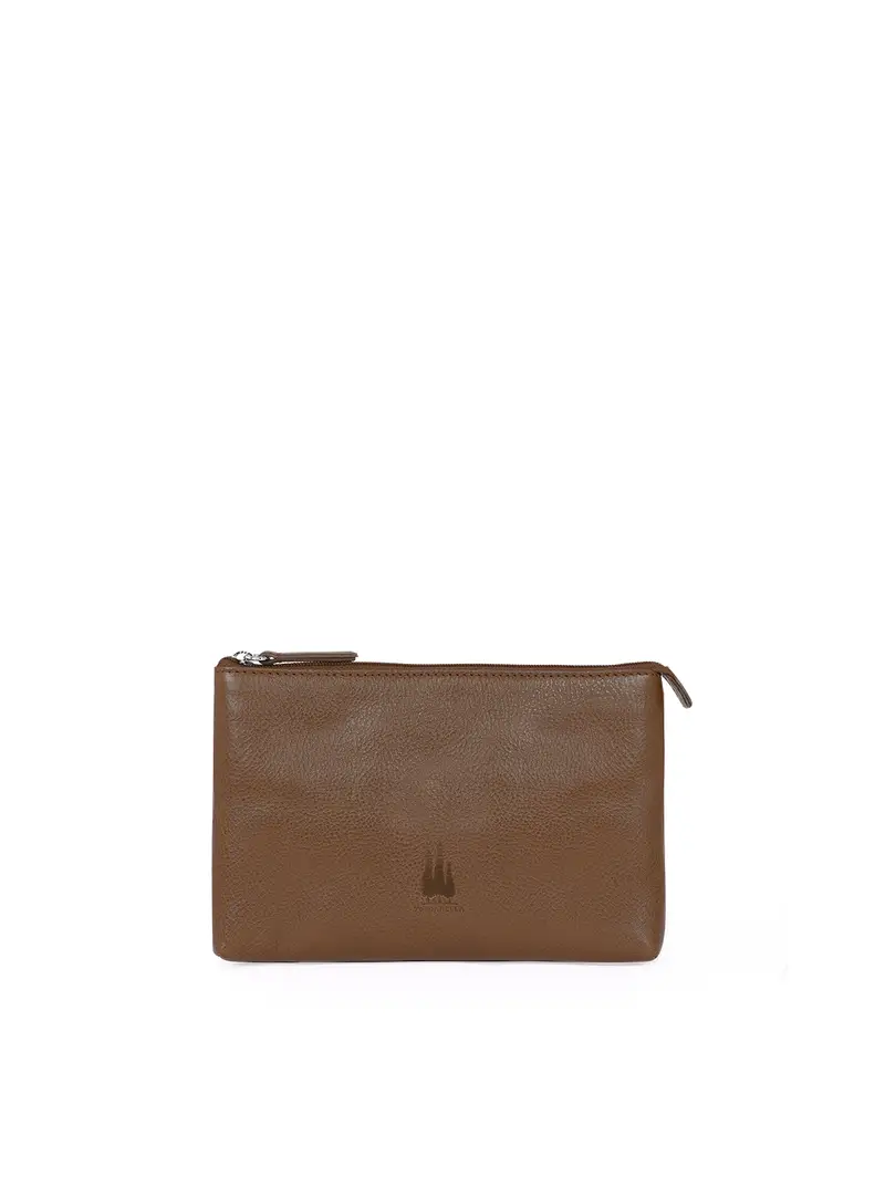 Toscanella Busta Porta Accessori Piccola In Pelle Moro Marrone