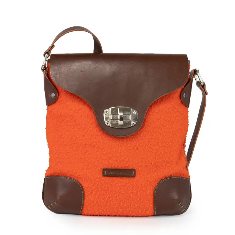 Toscanella Messenger Style Bag In Pelle Tessuto Casentinese