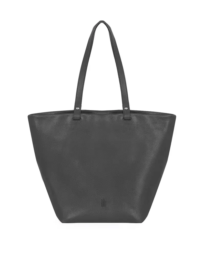 Toscanella Shopper Grande In Pelle Vacchetta - Nero