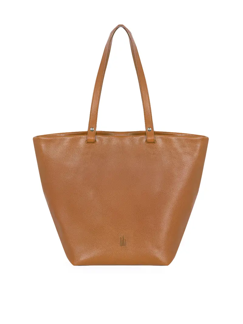 Toscanella Shopper Grande In Pelle Vacchetta - Tabacco Marrone
