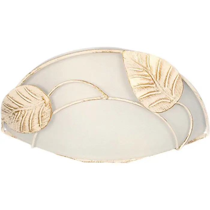 Tosel Applique Applique tondo metallo bianco avorio e oro