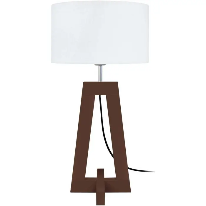 Tosel Lampade d ufficio lampada da comodino tondo legno wangé e bianco Marrone