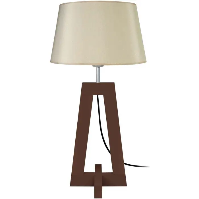 Tosel Lampade d ufficio lampada da comodino tondo legno wangé e panna Marrone