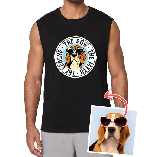 Tostadora CO effetto cartoon t-shirt senza maniche the dog the myth the legend foto personalizzata