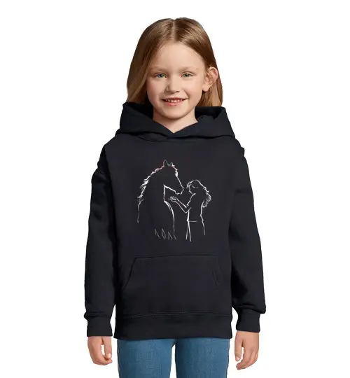 Tostadora Felpa per bambini con cappuccio giovane ragazza e sagoma di cavallo disegno del bambino