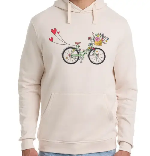 Tostadora Felpa unisex con cappuccio bicicletta vintage floreale