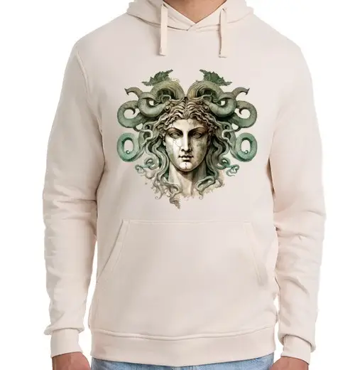 Tostadora Felpa unisex con cappuccio medusa la gorgone che disegna una statuetta da collezione fotografica