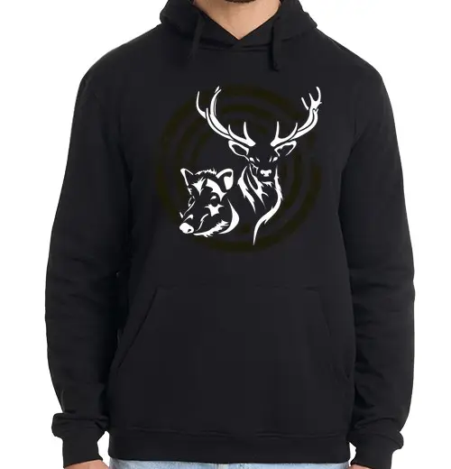 Tostadora Felpa uomo con cappuccio cervo e cinghiale