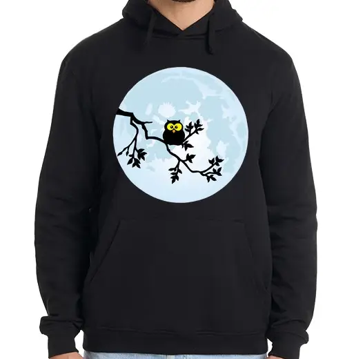 Tostadora Felpa uomo con cappuccio gufo e luna