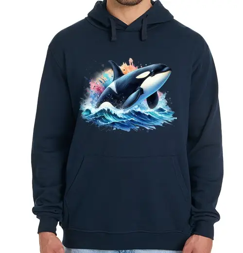 Tostadora Felpa uomo con cappuccio orca dai colori freddi