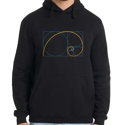 Tostadora Felpa uomo con cappuccio rapporto aureo spirale di fibonacci