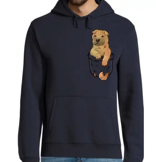 Tostadora Felpa uomo con cappuccio tasca carina cane shar pei - felpa con cappuccio