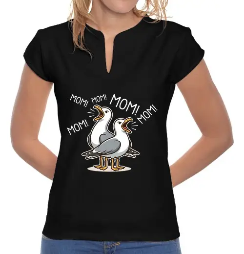 Tostadora T-shirt donna colletto alla coreana mamma gabbiano divertente mamme gabbiani festa della mamma umorismo