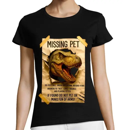 Tostadora T-shirt donna taglio classico maniche corte cartello di dinosauro t rex animale dom
