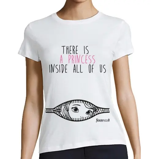 Tostadora T-shirt donna taglio classico maniche corte Principessa inside all - Donna, manica corta, bianca, qualità premium