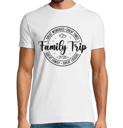 T-shirt uomo manica corta viaggio di famiglia 2026 ricordi bei momenti