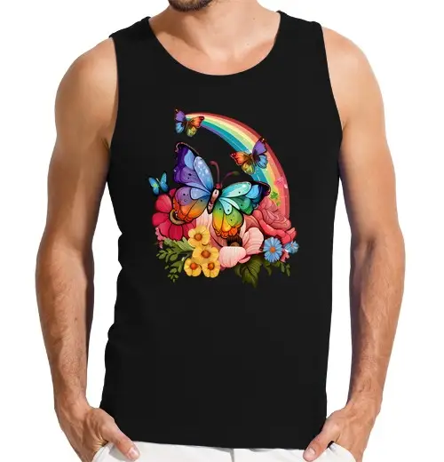 T-shirt uomo senza maniche farfalla giardino insetto grazioso
