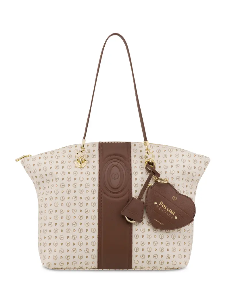 pollini Tote bag Heritage 70 AVORIO/MARRONE., one_size