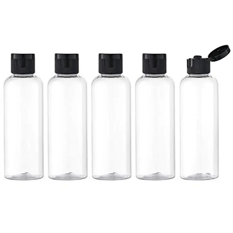Toureal 100ML Bottiglie Vuoto da Viaggio con Tappo Flip Top (5 Pezz) Flaconi per Cosmetici (Trasparente)