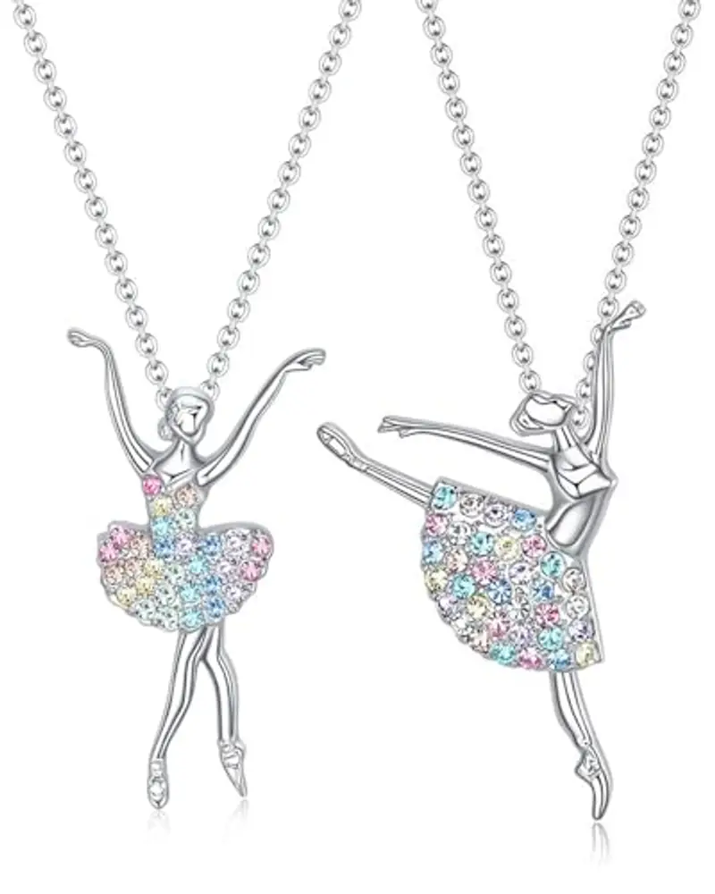 TOZBLEU 2 pcs Collana con ciondolo ballerina per Ragazze, collana ballerina bambina, Regalo Perfetto per Danzatrici in Erba e Comunioni