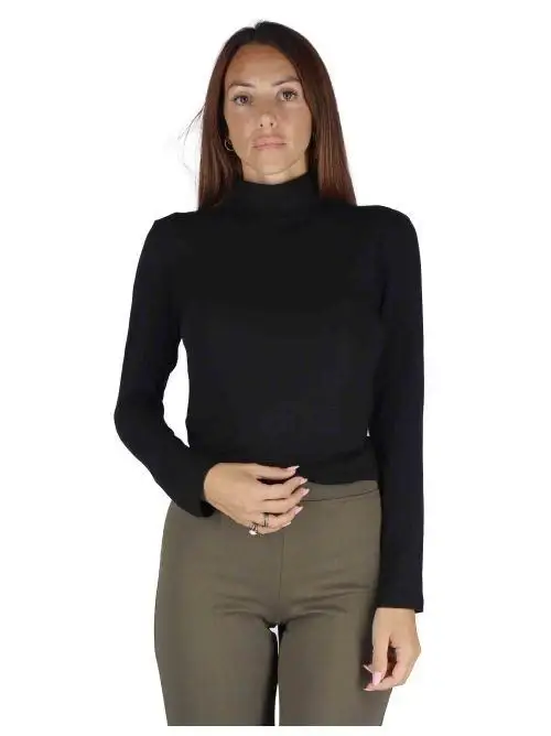 TreBarraBi Maglioni in lana nera con collo alto Donna 3W25-MINA RITEX BLACK