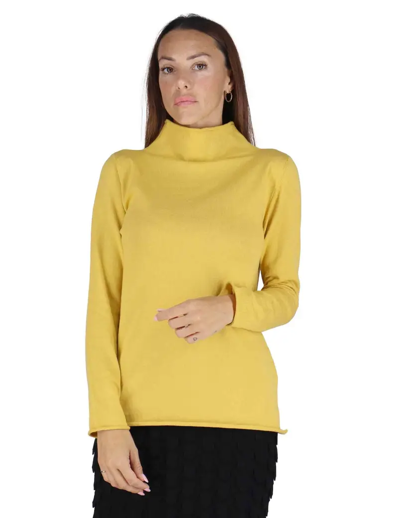 TreBarraBi Maglioni in lana senape con collo alto Donna 3W25-MINA RITEX OCHRE