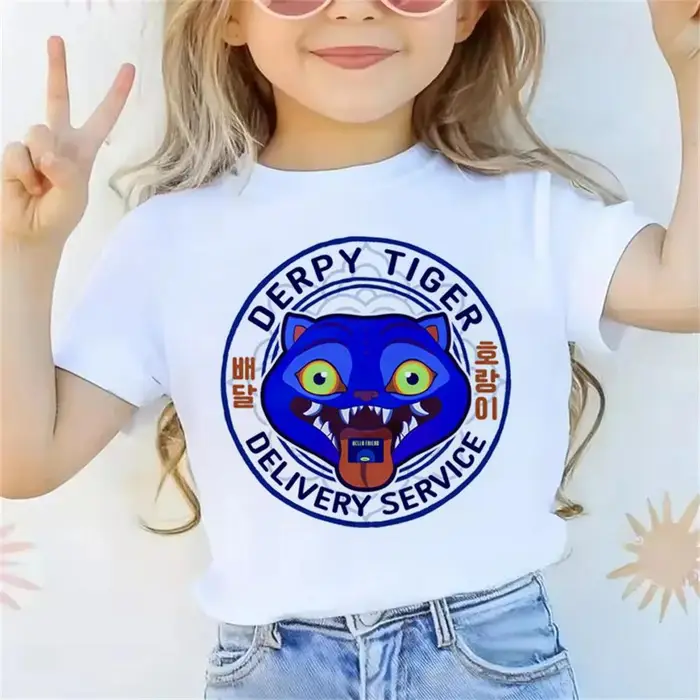 Trendy Frontline Maglietta KPop Demon Hunters Film Estiva Manica Corta T-shirt Casual Ampia Ragazza Ragazzo Cotone Stampato Top 160