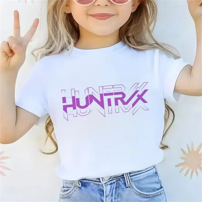 Trendy Frontline Maglietta KPop Demon Hunters Film Estiva Manica Corta T-shirt Casual Ampia Ragazza Ragazzo Cotone Stampato Top 160