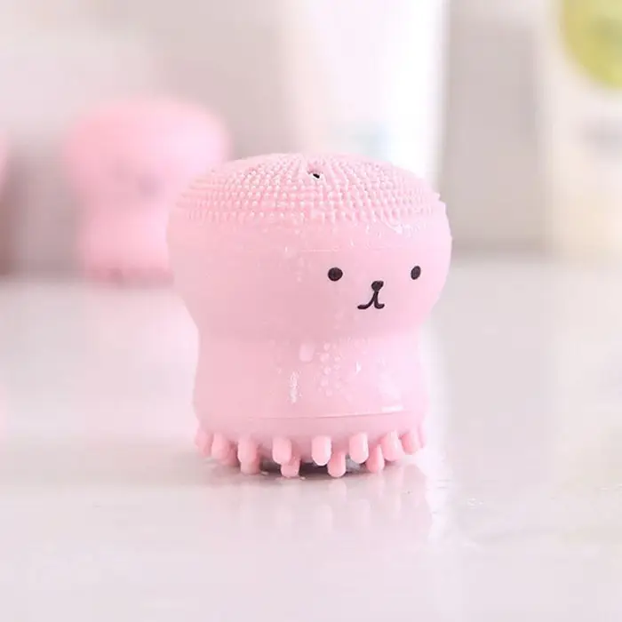 Trendy Queen Spazzola detergente viso in polipo in silicone Pulizia profonda Massaggio scrubber per la cura della pelle del viso rosa