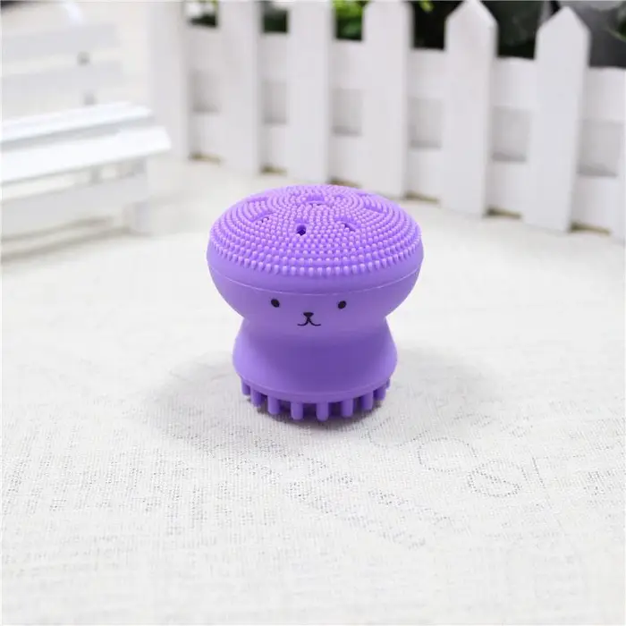 Trendy Queen Spazzola detergente viso in polipo in silicone Pulizia profonda Massaggio scrubber per la cura della pelle del viso violetto
