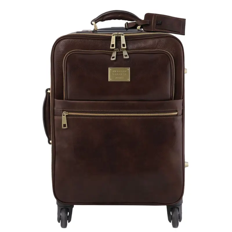 Tuscany Leather Trolley verticale in pelle con 4 ruote Testa di Moro